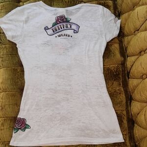 Rare Britney Spears Fitted White T-Shirt with Embroidered Logo